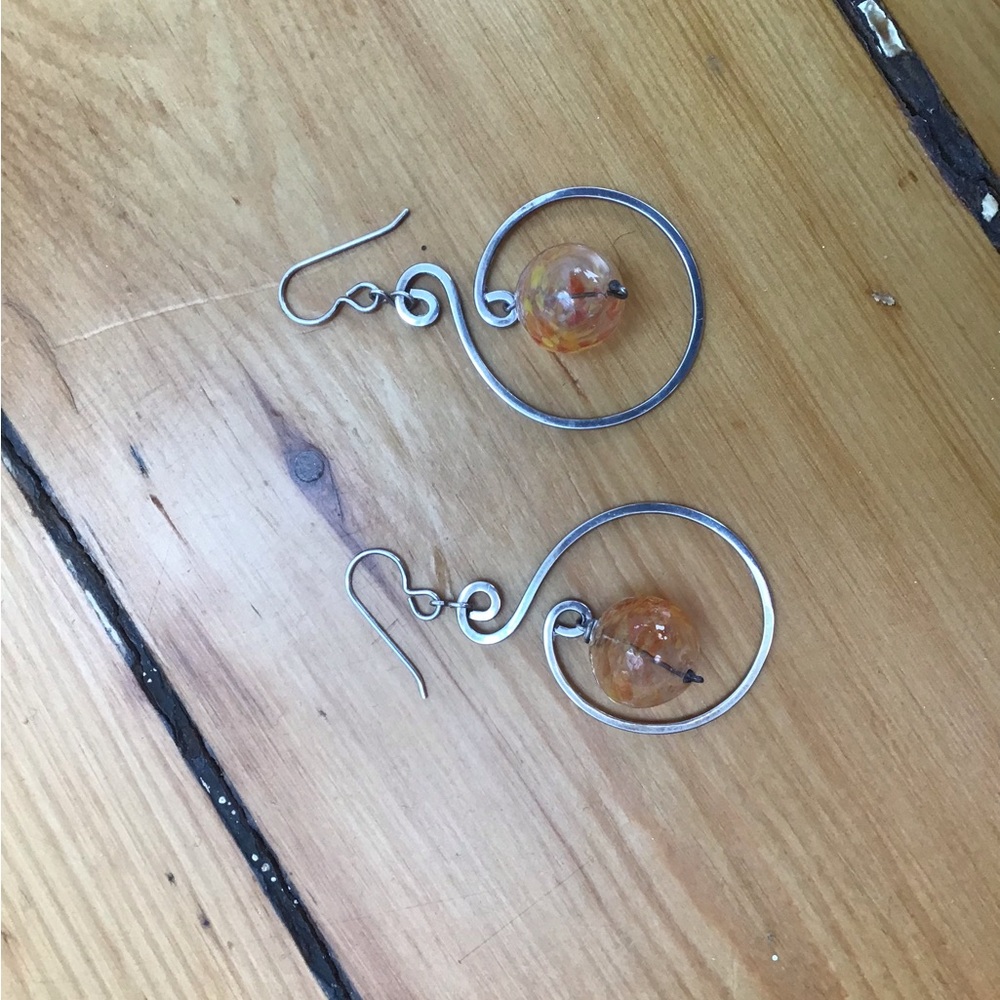 Sterling silver earrings w glass bead